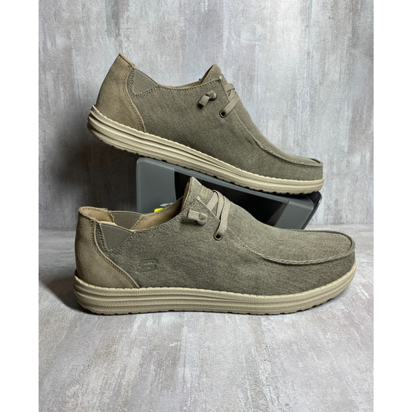 Skechers Shoes Mens 13 Khaki Streetwear Slip On Air Cooled Memory Foam Classic main image 4